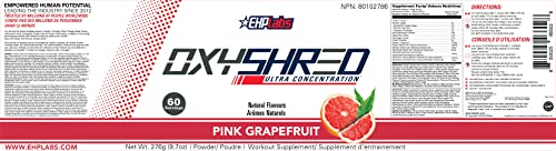 OxyShred Ultra Concentration by EHPlabs - Burn & Shred, Energy Booster, Pre-Workout, Metabolism Booster, 60 Servings (Pink Grapefruit)