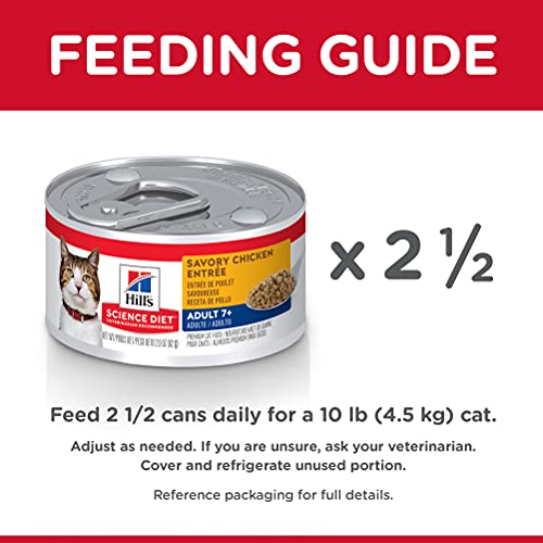 Hill's Science Diet Senior 7+ Canned Cat Food, Savory Chicken Entrée, 2.9 oz, 24 Pack wet cat food