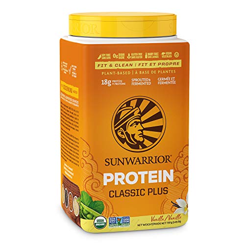 Sunwarrior - Classic Plus, Raw Organic Plant Based Protein, Vanilla, 750 g