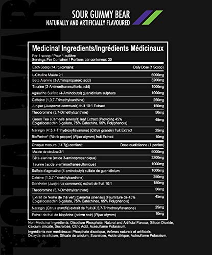 Redcon1 Total War - Pre Workout, 30 Servings, Boost Energy, Increase Endurance and Focus, Beta-Alanine, 250mg Caffeine, Citrulline Malate - Keto Friendly (Sour Gummy Bear)