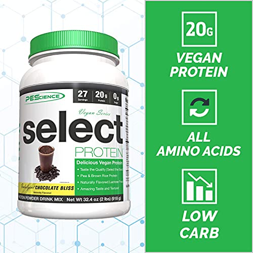 PEScience Select Vegan Plant Based Protein Powder, Chocolate, 27 Serving, Pea and Brown Rice Blend