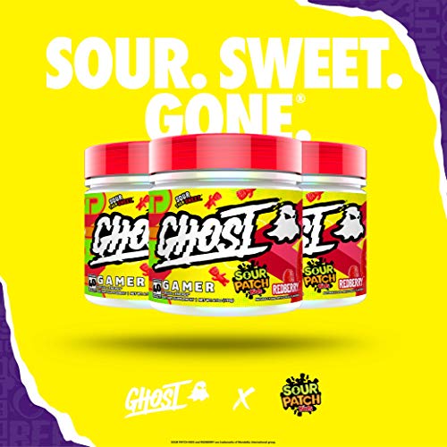 GHOST Gamer: Energy and Focus Support Formula - 40 Servings, Sour Patch Kids Redberry - Brain-Boosting Nootropics & Natural Caffeine for Attention, Accuracy & Reaction Time - Vegan, Gluten-Free