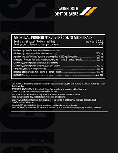 Redcon1 Big Noise Pump Formula (30 Servings) - Non-Stim, Increased Energy and Focus, Vasodilator, Intense Pumps (Sabertooth)